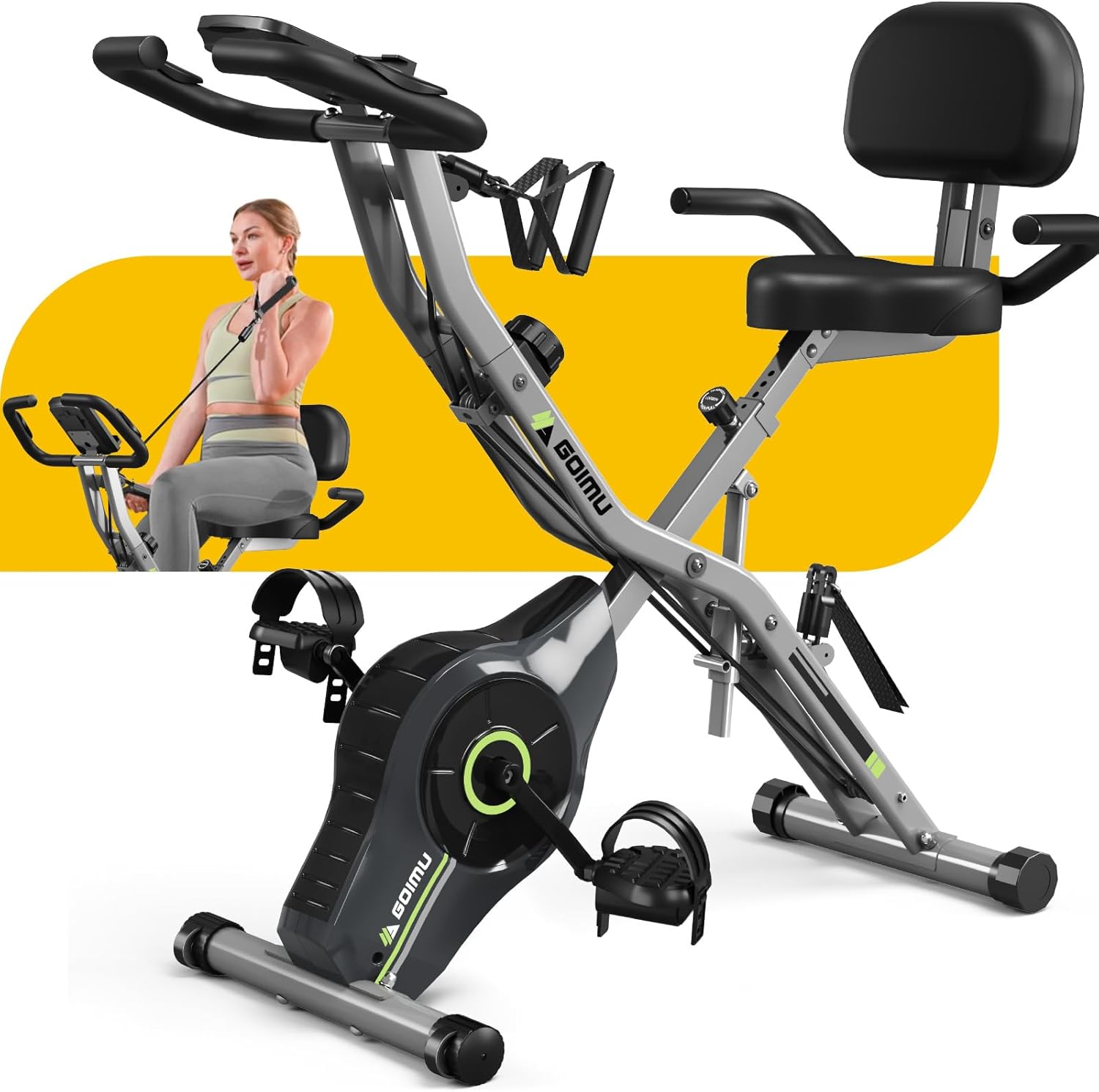 Vélo d'exercice vertical pliable avec 16 niveaux de résistance magnétique XB01