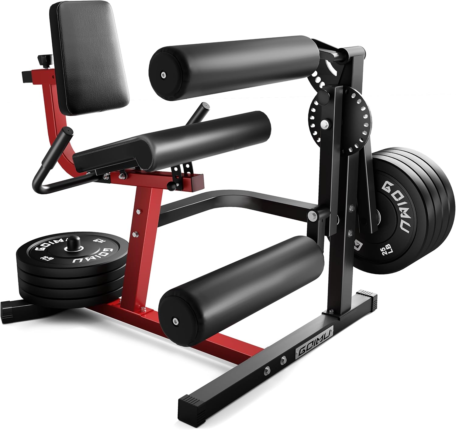 Black and red gym machine on a white background.
