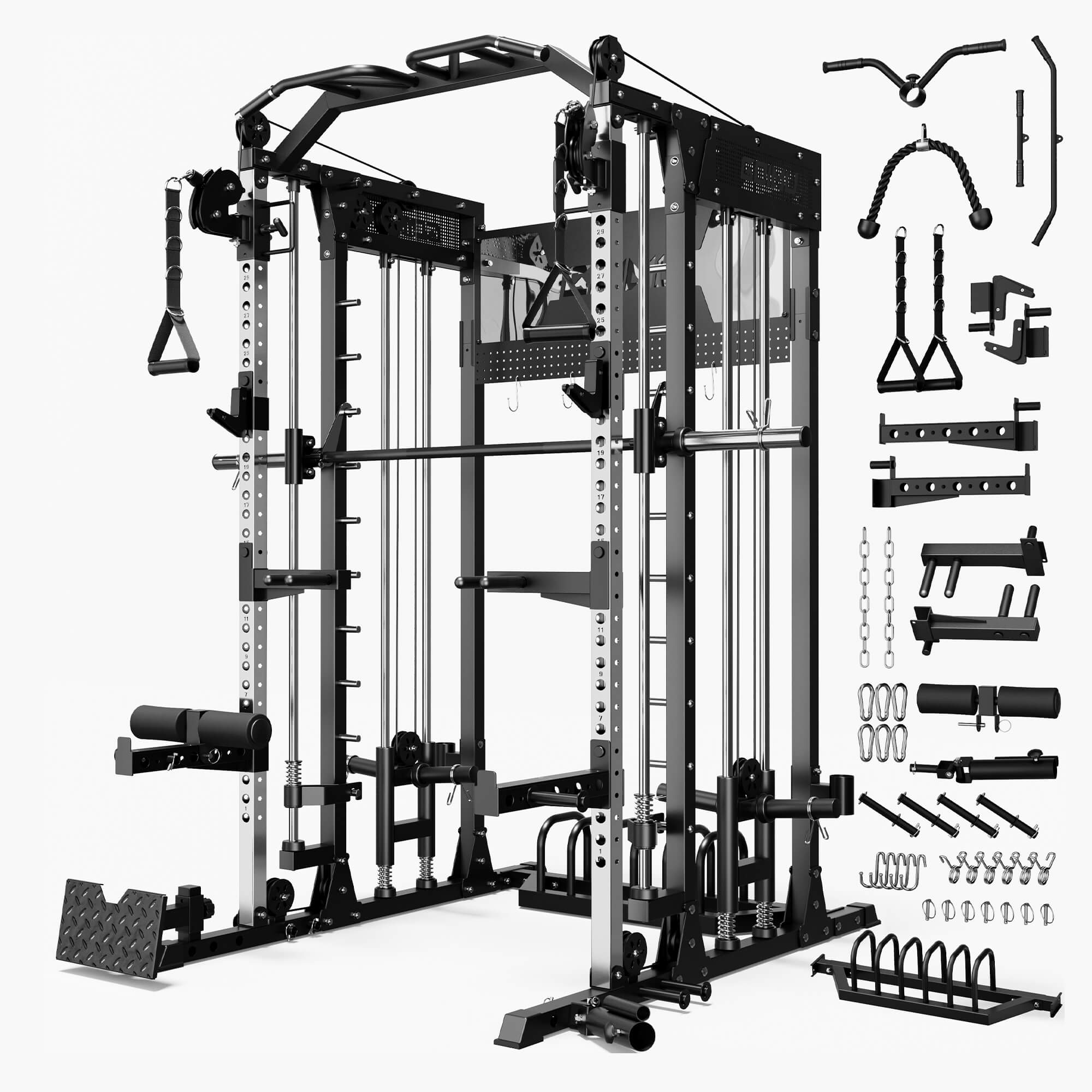 All-In-One Smith Machine Functional Trainer With Dual Pulley