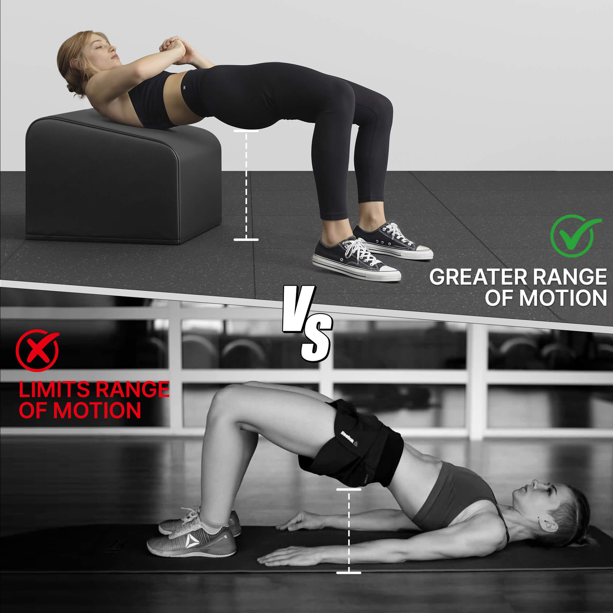 Comparison of using a foam roller for exercise with text indicating benefits and drawbacks.