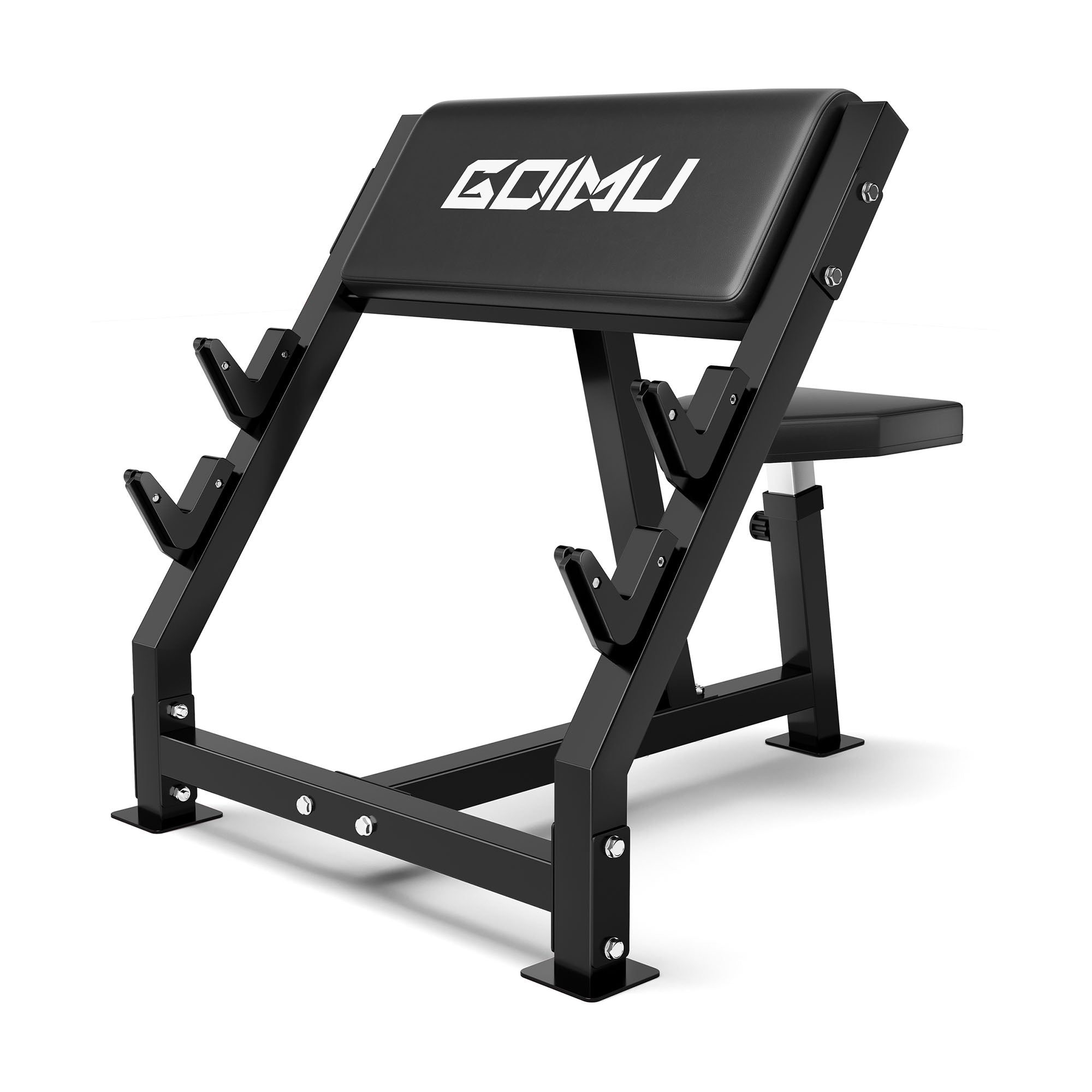 Black gym bench with 'GOIMU' branding on a white background.#color_black