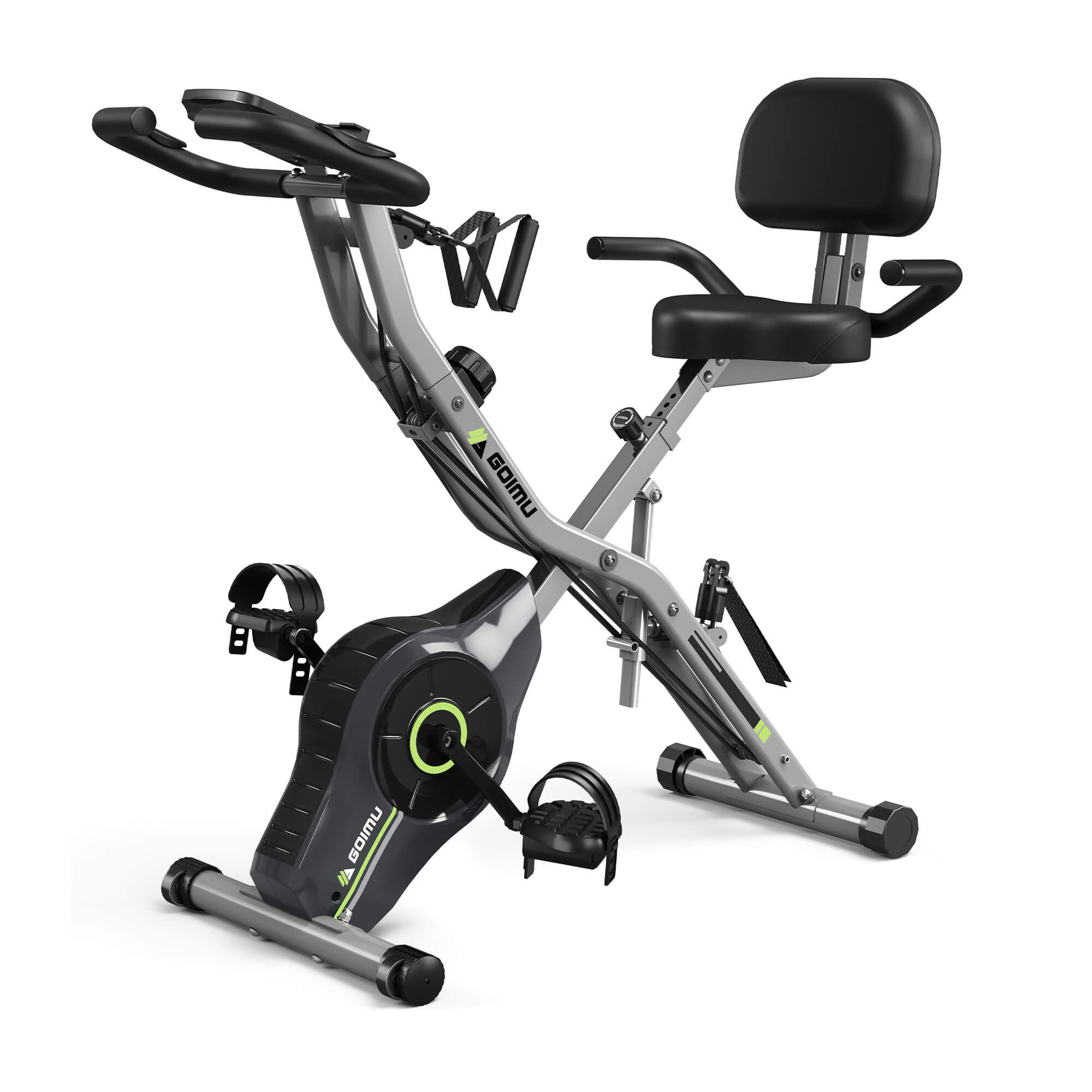 collapsible stationary bicycle leikefitness LEIKE X Bike Ultra-Quiet Folding Exercise Bike, Magnetic Upright with Heart Rate,LCD Monitor and easy to assemble (BLUE) Cushioned Seat LNOW, Folding Magnetic Exercise Bike,
