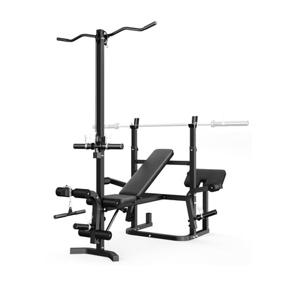 Weight Bench with Barbell Rack and Biceps and Leg Extension & Curl Station Z3