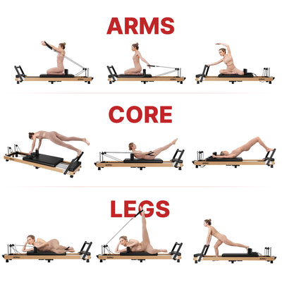 Foldable Oak Wooden Pilates Reformer Machine PF02