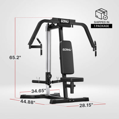 GOMU fitness equipment with dimensions on a white background.