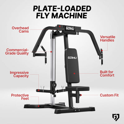 Gym machine with features highlighted on a white background.