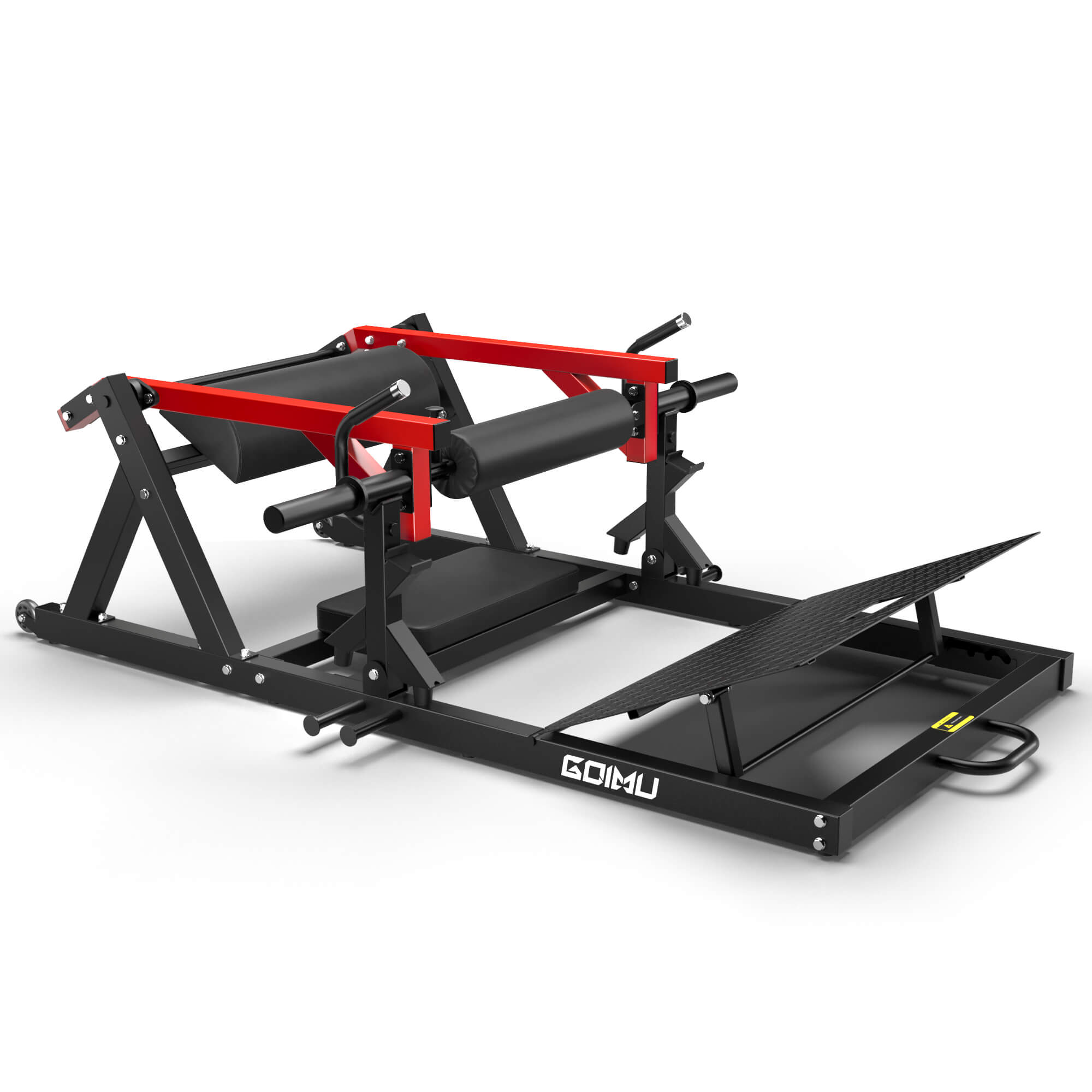 Black and red exercise machine with 'GOMU' branding on a white background.