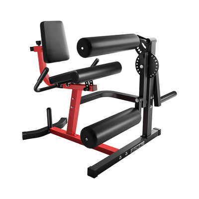 Black and red gym machine on a white background.