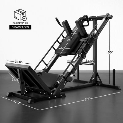 Gym machine with dimensions labeled on a gray background.#color_black