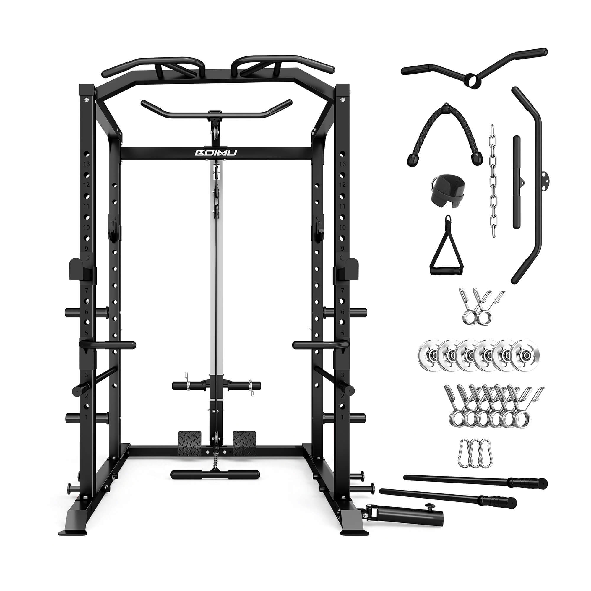 Power Rack with Lat Pulldown & Low Row System C1-V4
