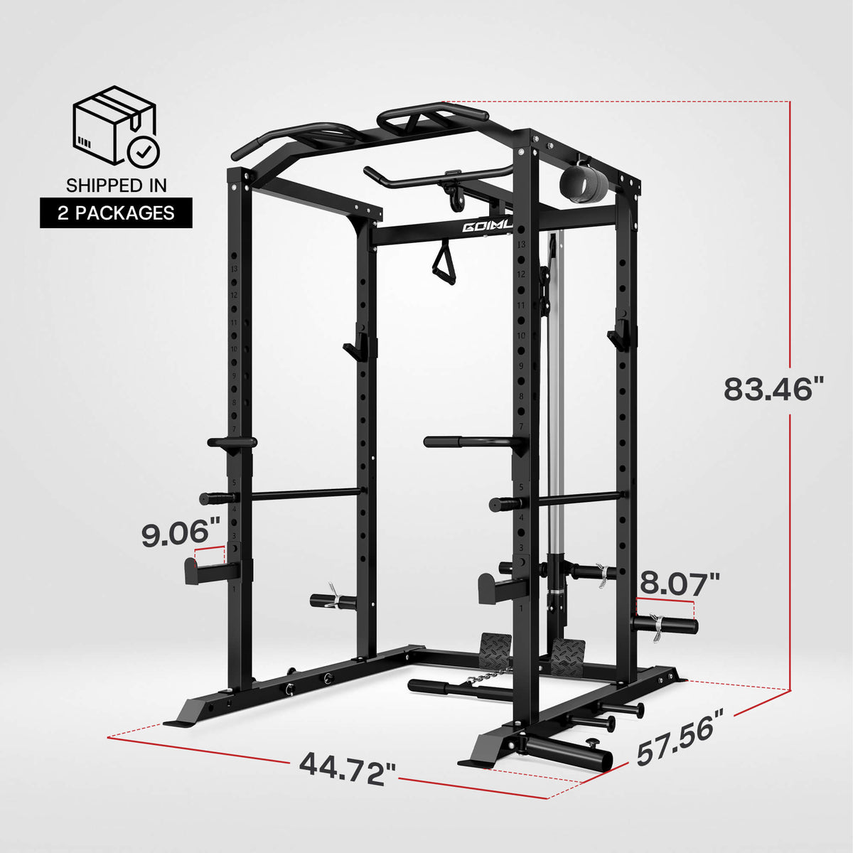 Power Rack with Lat Pulldown & Low Row System C1-V4 – Goimu