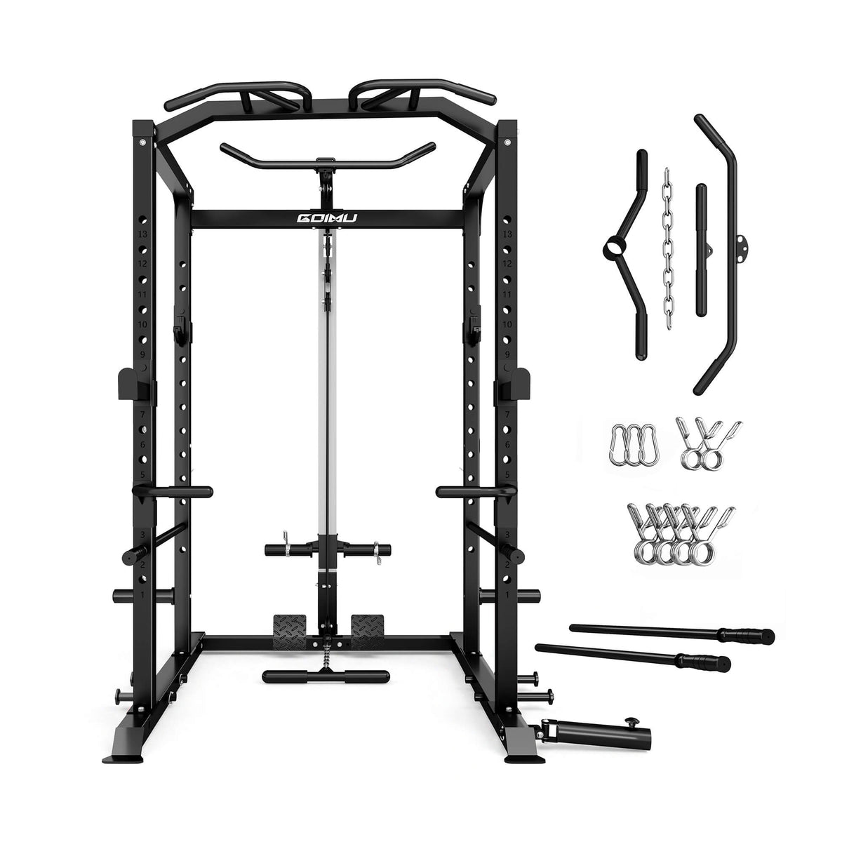 Power Rack with Lat Pulldown & Low Row System C1-V4 – Goimu