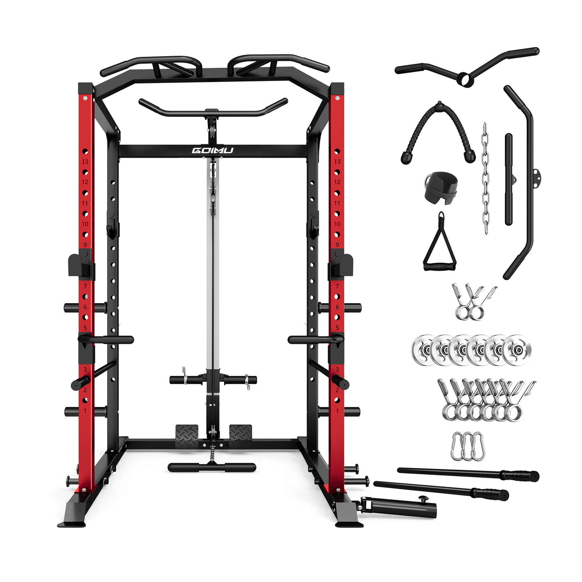 Power Rack with Lat Pulldown & Low Row System C1-V4 – Goimu