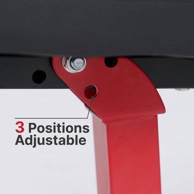 Red adjustable strap with text '3 Positions Adjustable' on a white background.#color_red