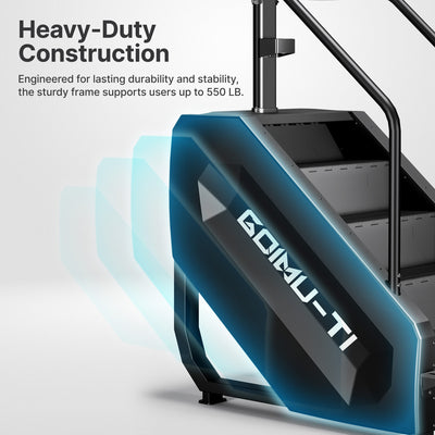 Gymnati treadmill with blue and black design, featuring the brand name on a white background.