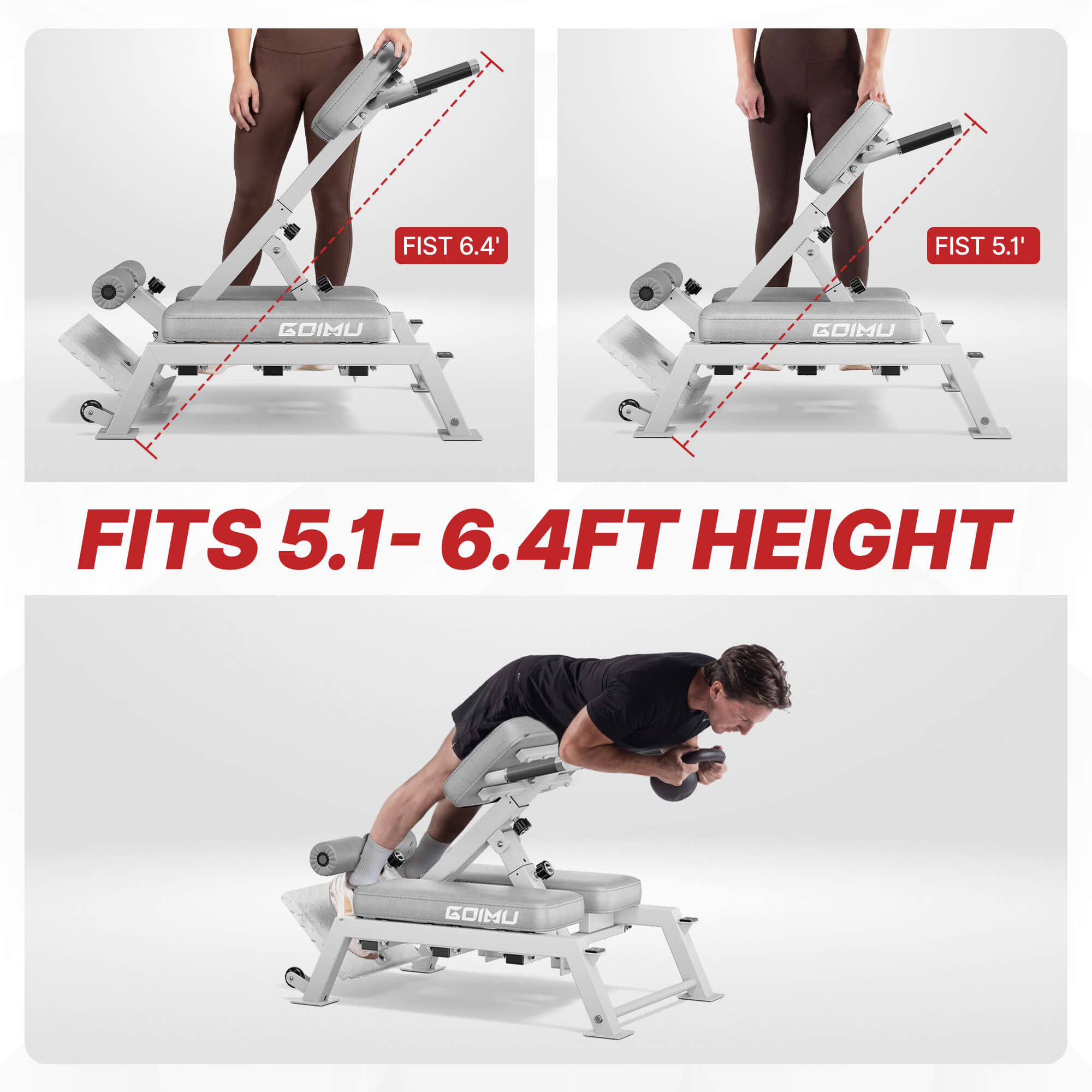 Fitness equipment with adjustable height feature shown on a white background.